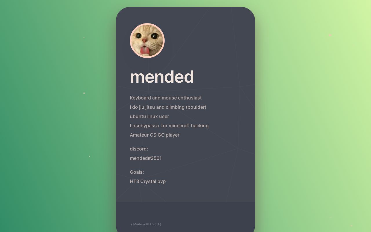 Carrd profile picture for @mended